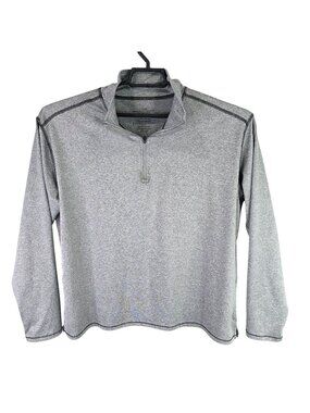 Womens Heather Grey 1/4 Zip Pullover Shirt Long Sleeve Polyester Blend Stretch X